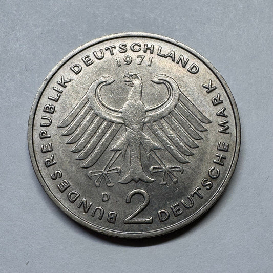 1971 Germany 2 Mark - Beautiful Coin - #B-034