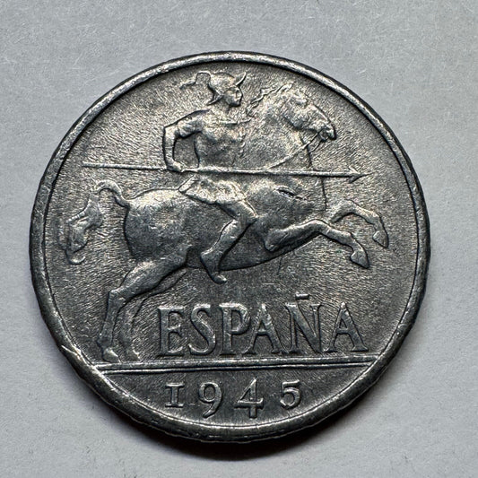 1945 Spain 10 Centimos - Beautiful Coin - #B-027