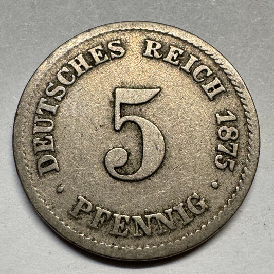 1875 Germany 5 Pfennig - Beautiful Coin - #A-085