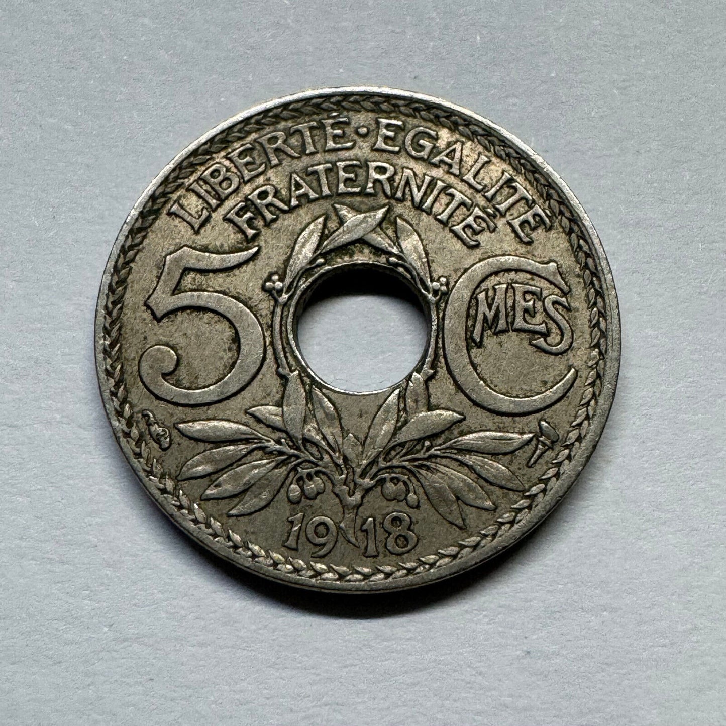 1918 France 5 Centimes - Rare Condition - Beautiful Coin #A-003