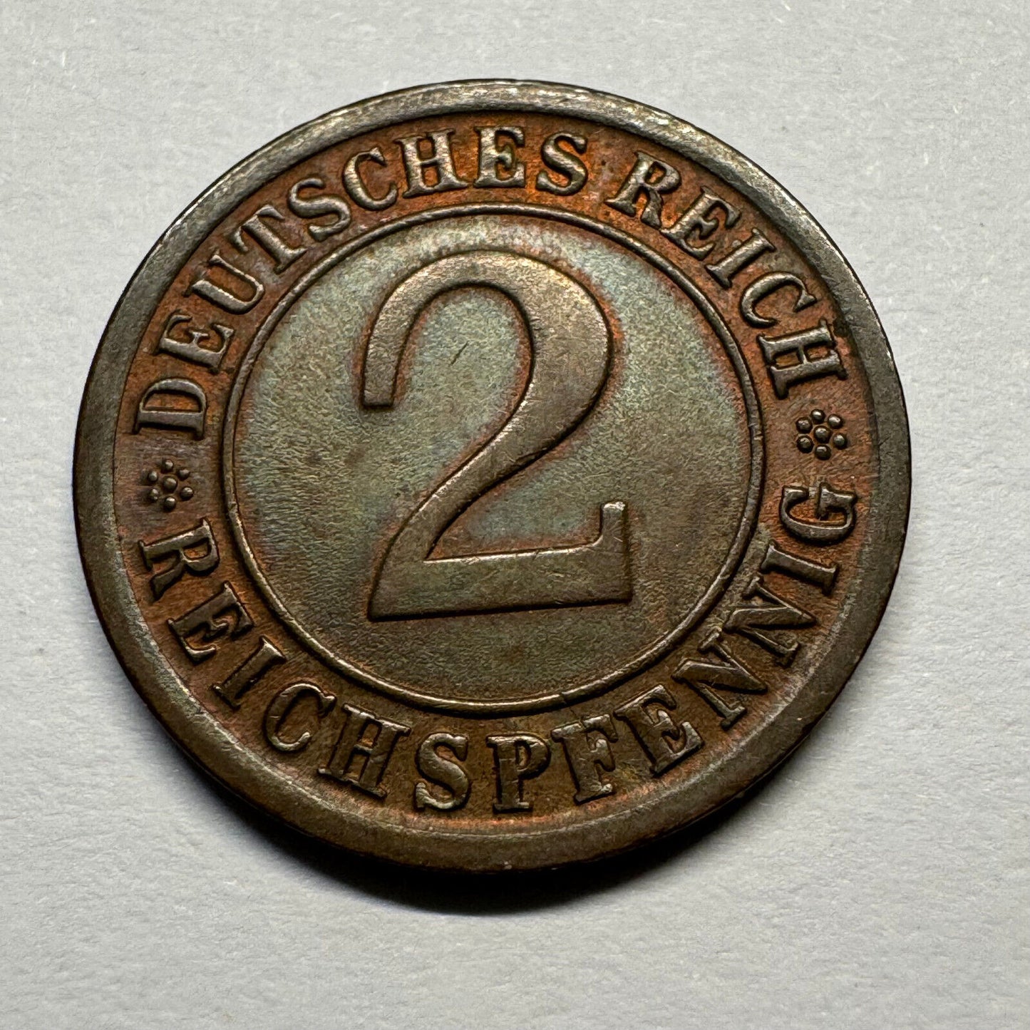 1924 Germany 2 Reichspfennig - Rare Condition - Beautiful Coin - #A-003