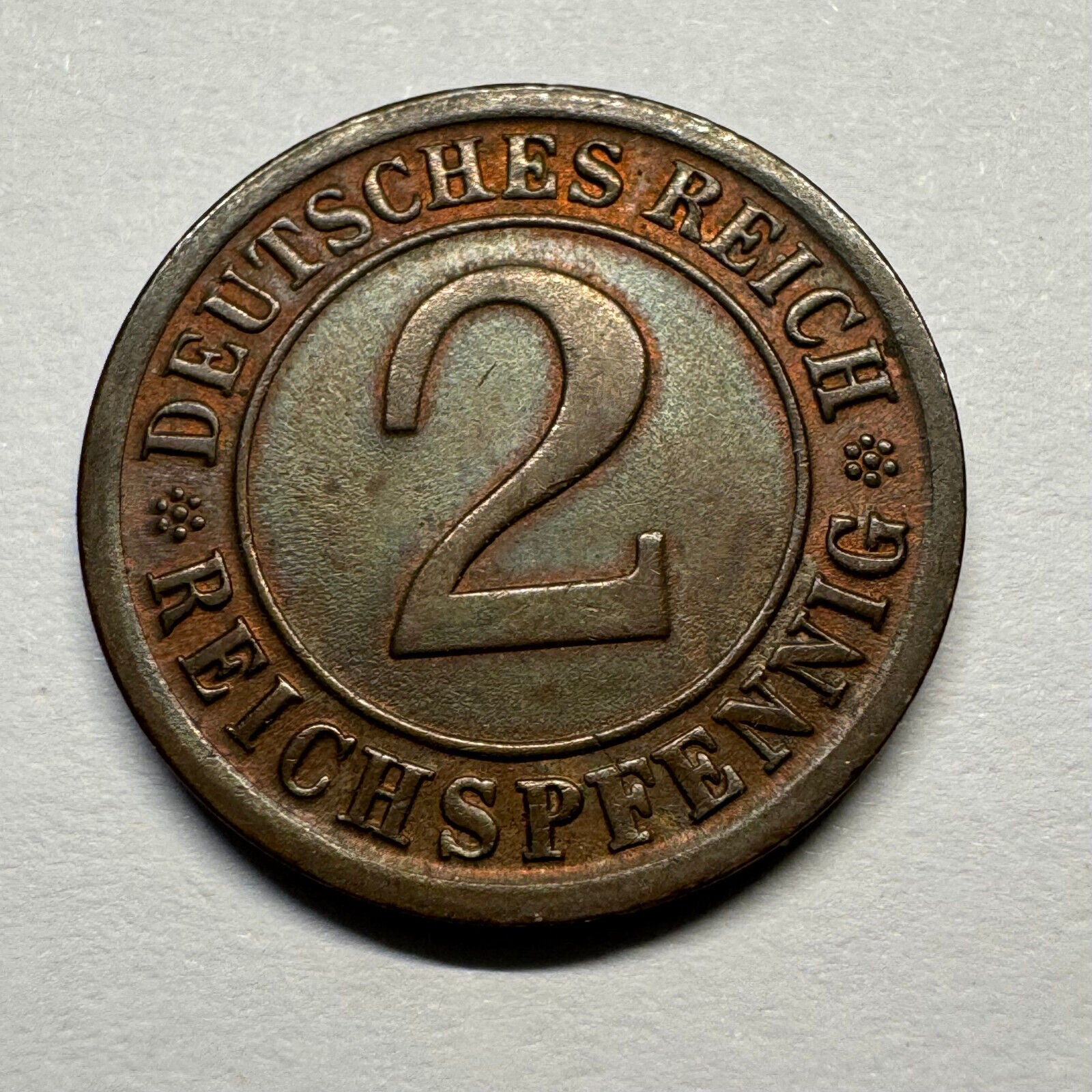 1924 Germany 2 Reichspfennig - Rare Condition - Beautiful Coin - #A-003