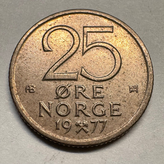 1977 Norway 25 Ore - Beautiful Coin - #A-060