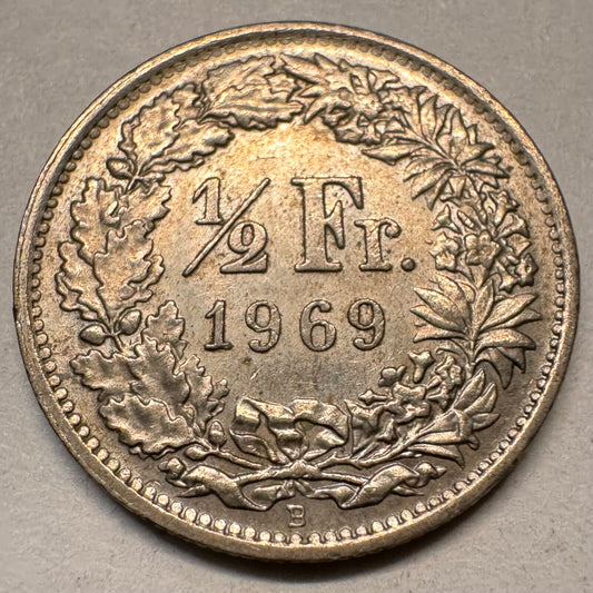 1969 Switzerland 1/2 Franc - Beautiful Coin - #A-060