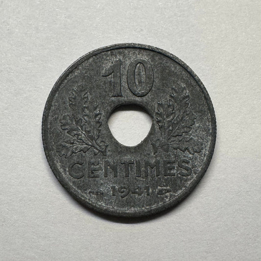 1941 France 10 Centimes - Beautiful Coin - #B-006