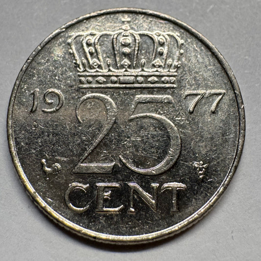 1977 Netherlands 25 Cents - Beautiful Coin - #A-089