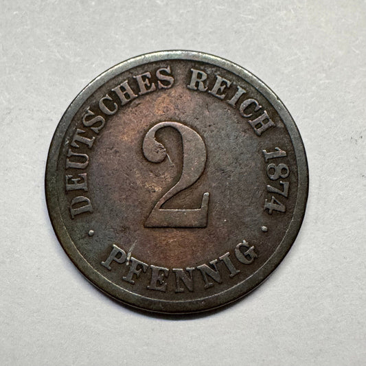 1874 Germany 2 Pfennig - Beautiful Coin - #B-025