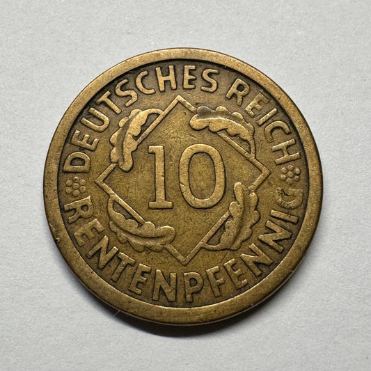 1924 Germany 10 Rentenpfennig - Beautiful Coin - #B-052