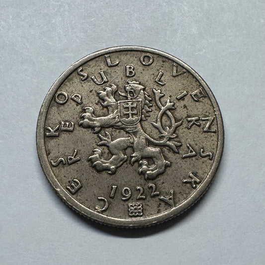 1922 Czechoslovakia 50 Haleru - Beautiful Coin - #B-024