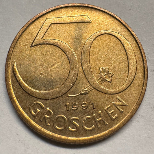 1991 Austria 50 Groschen - Beautiful Coin - #A-059