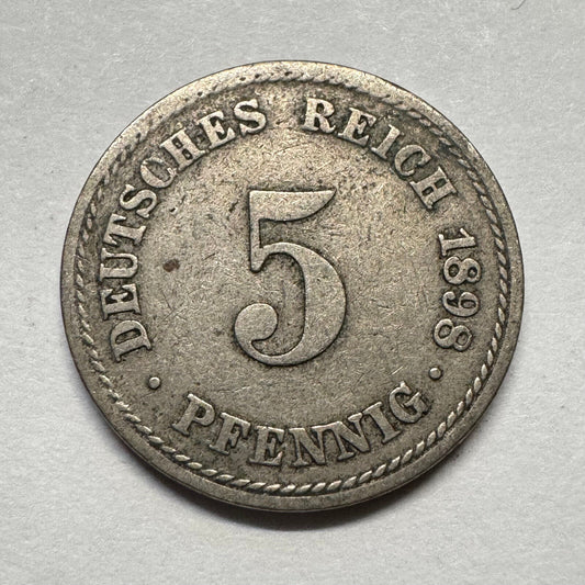 1898 Germany 5 Pfennig - Beautiful Coin - #A-091
