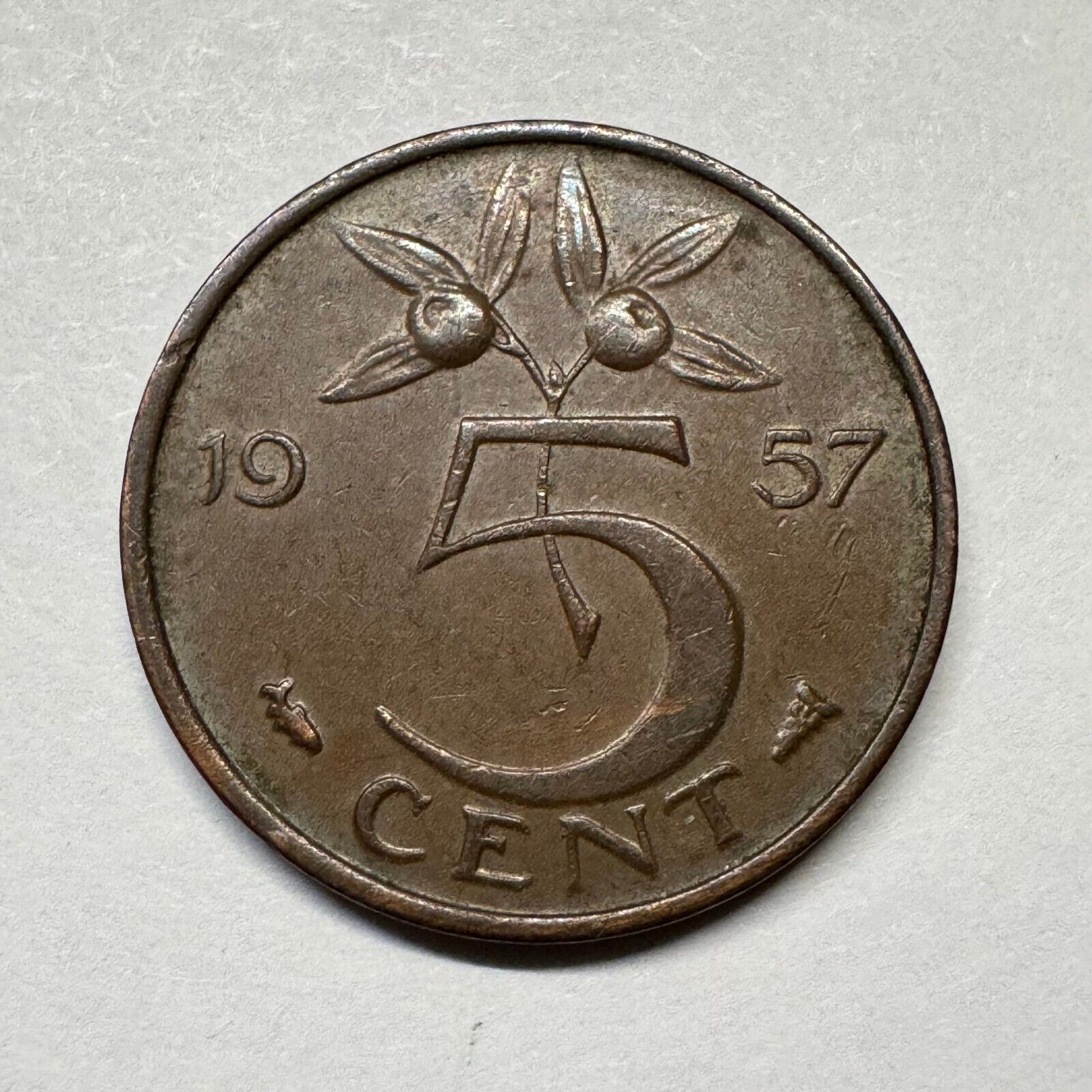 1957 Netherlands 5 Cents - Beautiful Coin - #A-100