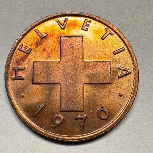 1970 Switzerland 1 Rappen - Beautiful Coin - #A-031