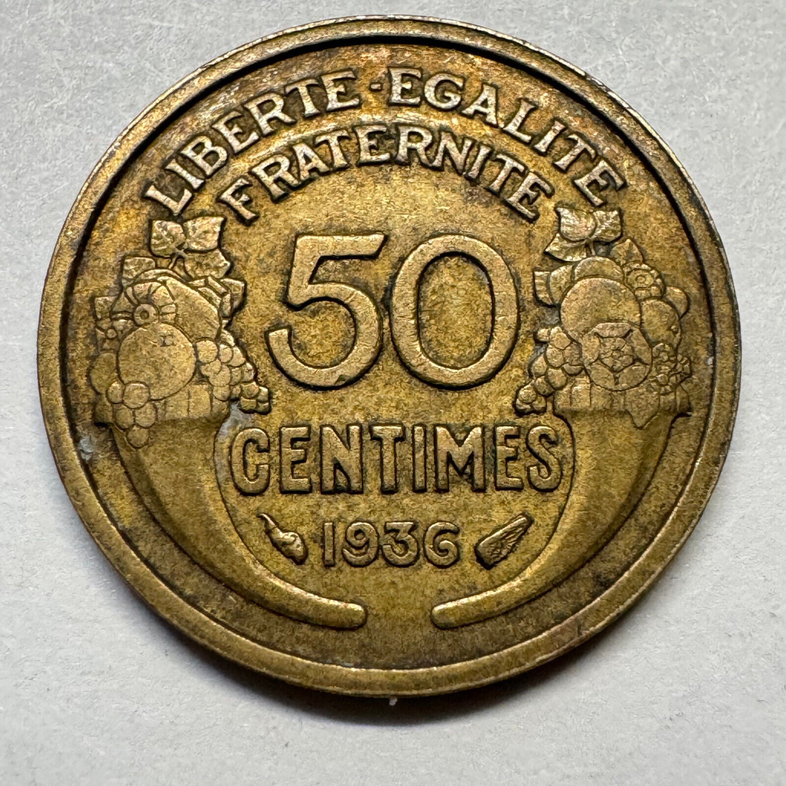 1936 France 50 Centimes - Beautiful Coin - #A-077