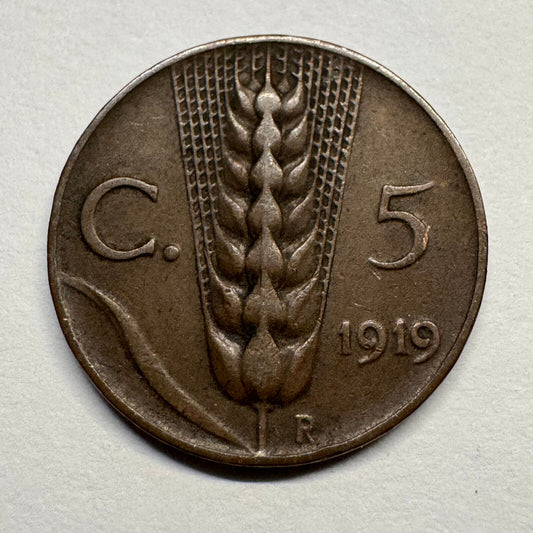 1919 Italy 5 Centesimi - Beautiful Coin - #B-057