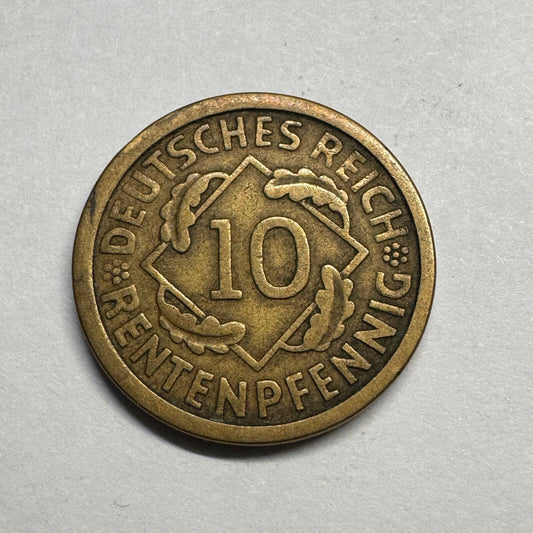 1924 Germany 10 Rentenpfennig - Beautiful Coin - #B-011
