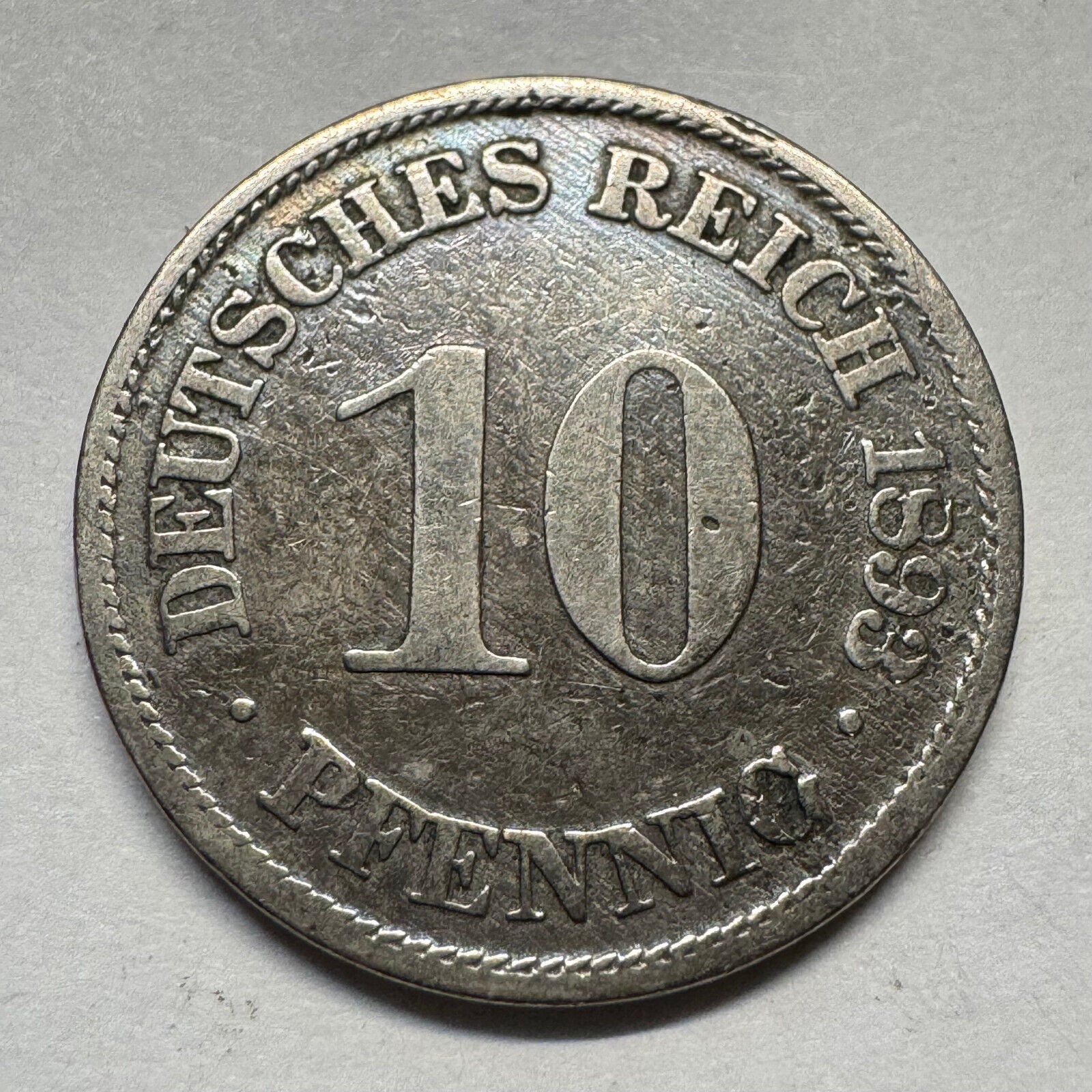 1893 Germany 10 Pfennig - Beautiful Coin - #A-091