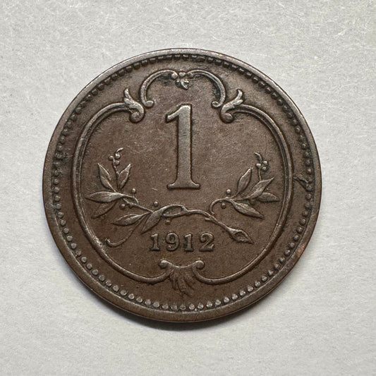1912 Austria 1 Heller - Beautiful Coin - #B-019