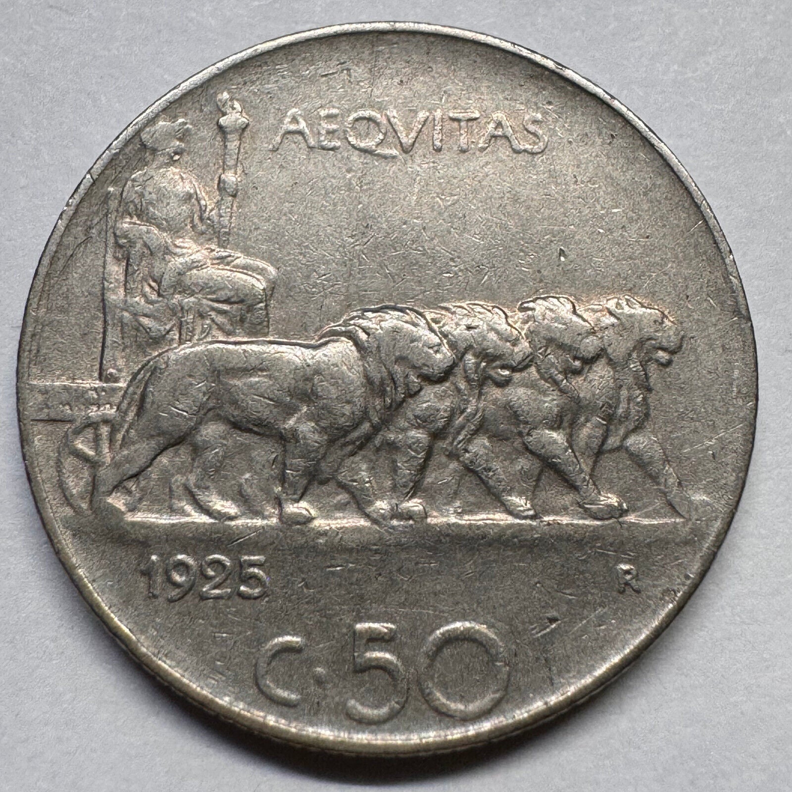 1925 Italy 50 Centesimi - Beautiful Coin - #A-067
