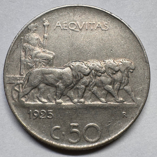 1925 Italy 50 Centesimi - Beautiful Coin - #A-067