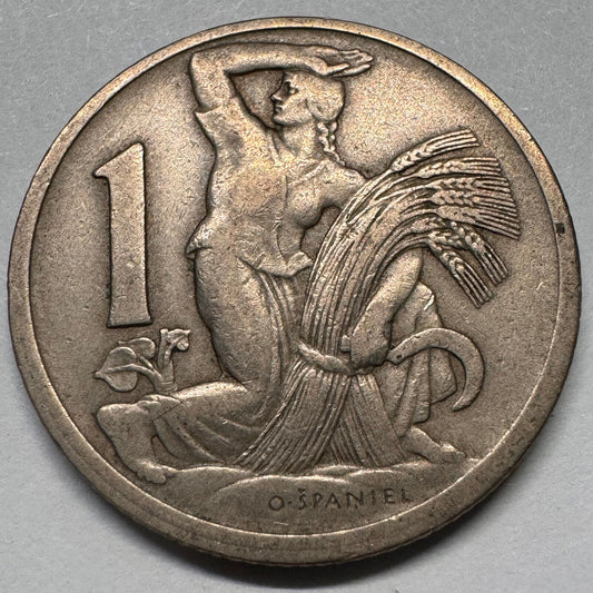 1922 Czechoslovakia 1 Koruna - Beautiful Coin - #A-064