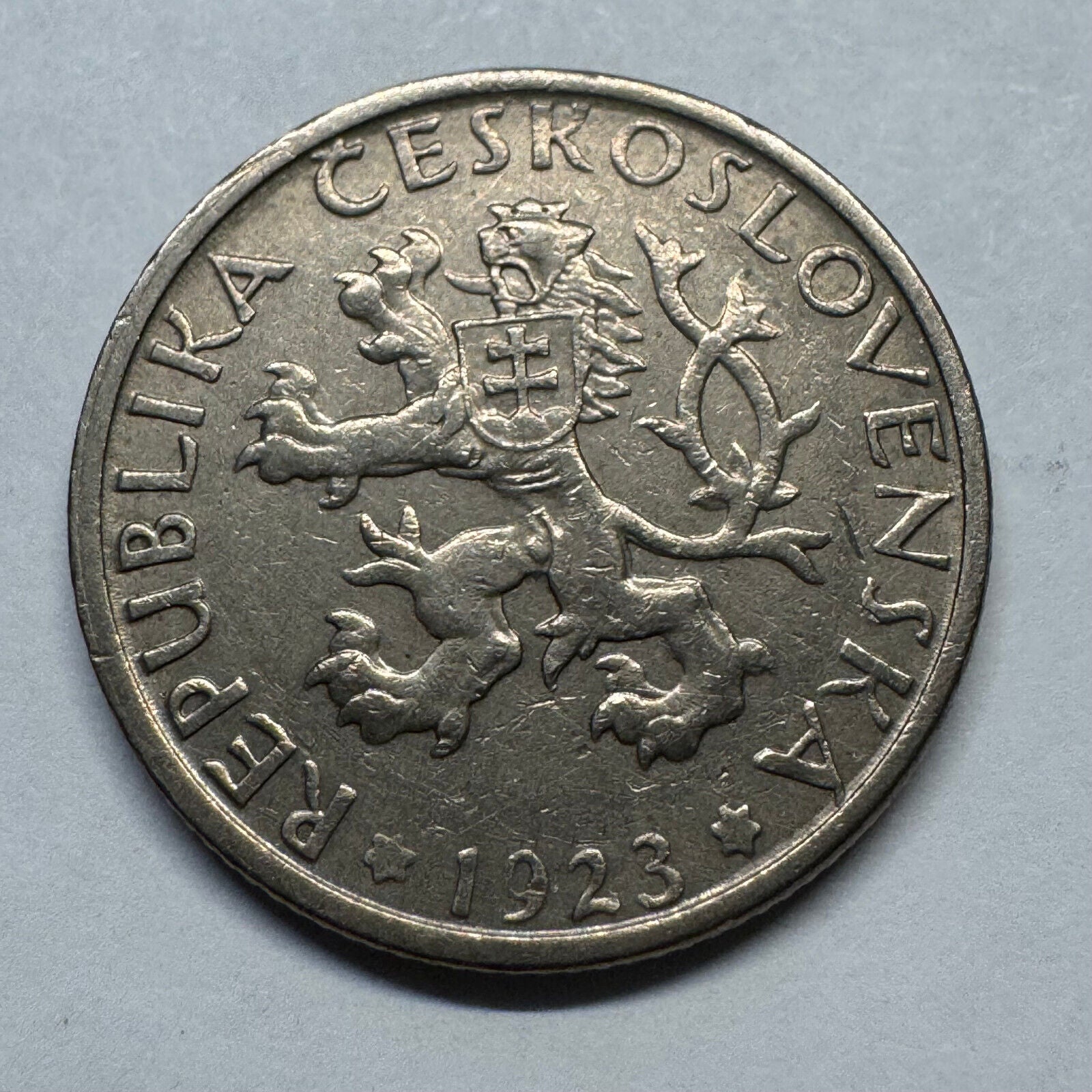 1923 Czechoslovakia 1 Koruna - Beautiful Coin - #B-024