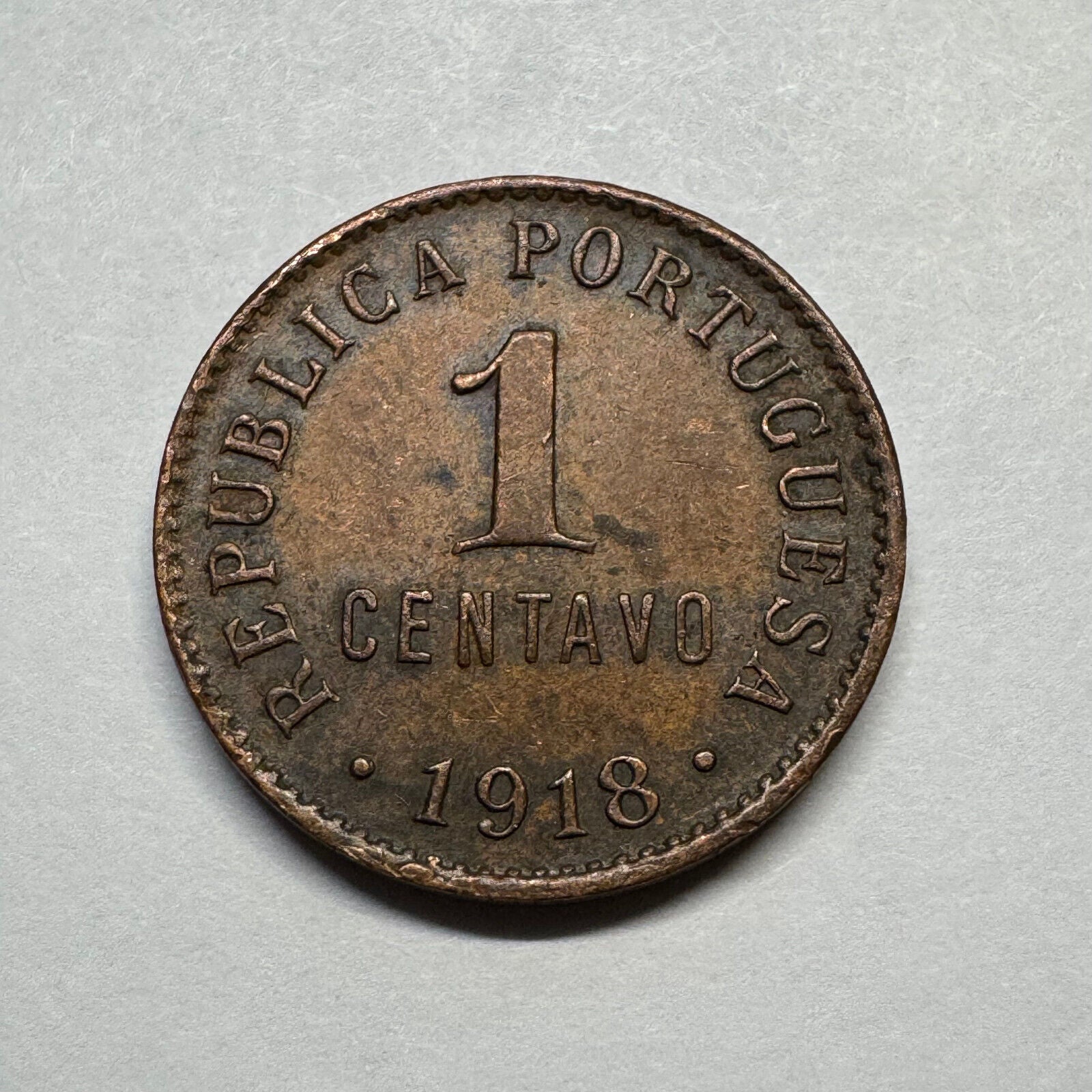 1918 Portugal 1 Centavo - Beautiful Coin - #B-021