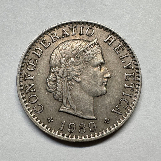 1939 Switzerland 20 Rappen - Beautiful Coin - #B-013