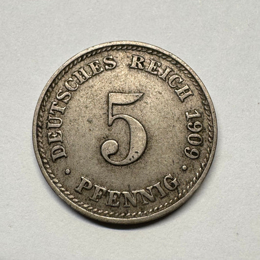 1909 Germany 5 Pfennig - Beautiful Coin - #B-056