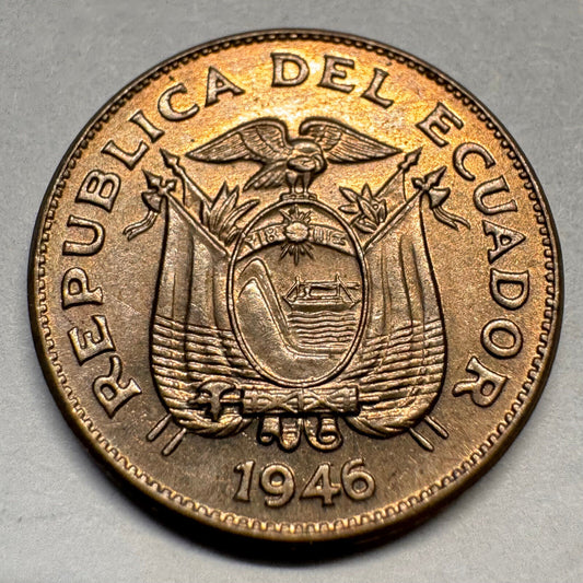 1946 Ecuador 5 Centavos - Beautiful Coin - #A-037