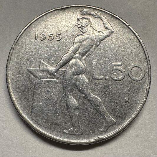 1955 Italy 50 Lire - Beautiful Coin - #A-075