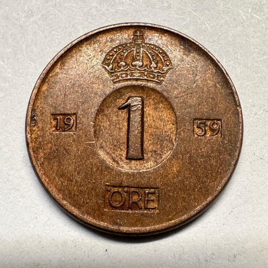1959 Sweden 1 Ore - Beautiful Coin - #A-031