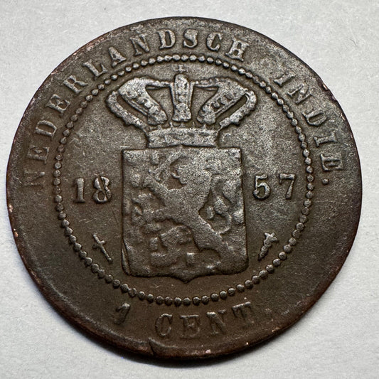 1857 Netherlands East Indies Indonesia 1 Cent - Beautiful Coin - #A-087