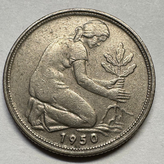 1950 Germany 50 Pfennig - Beautiful Coin - #A-084