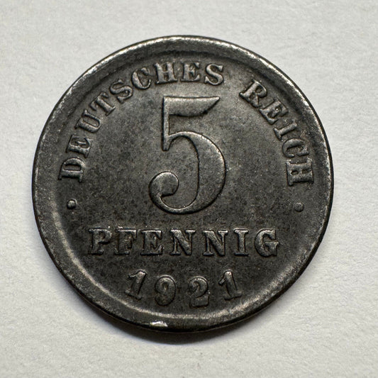 1921 Germany 5 Pfennig - Beautiful Coin - #B-057