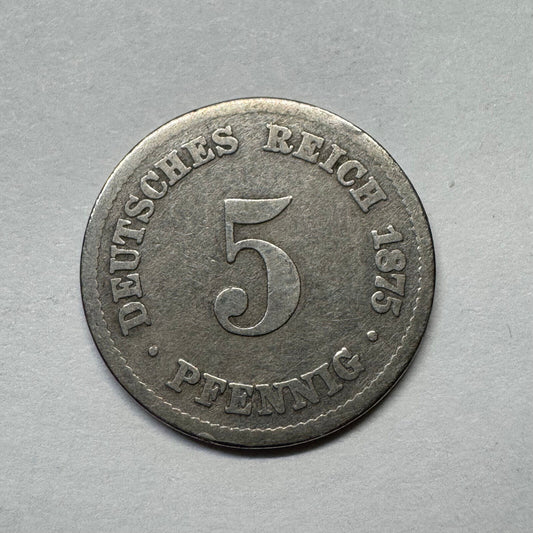 1875 Germany 5 Pfennig - Beautiful Coin - #B-020