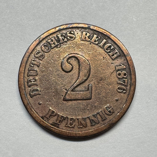 1876 Germany 2 Pfennig - Beautiful Coin - #B-001