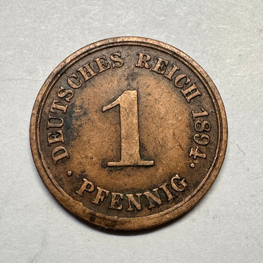 1894 Germany 1 Pfennig - Beautiful Coin - #A-090