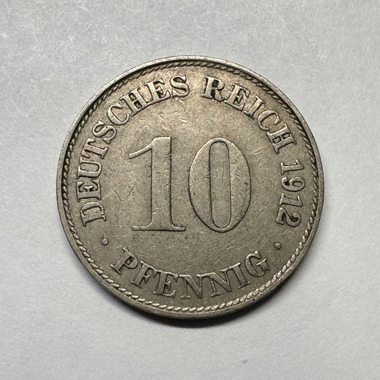 1912 Germany 10 Pfennig - Beautiful Coin - #B-009