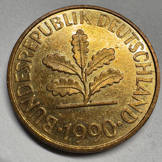 1990 Germany 10 Pfennig - F - Beautiful Coin - #A-050