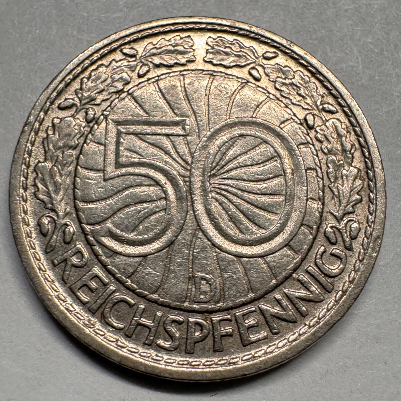 1928 Germany 50 Reichspfennig - D - Beautiful Coin - #A-024