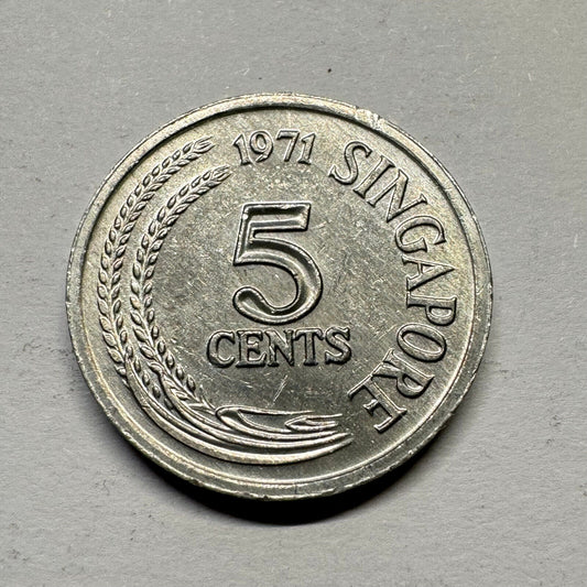 Singapore 1971 5 Cents - Beautiful Coin - #A-003