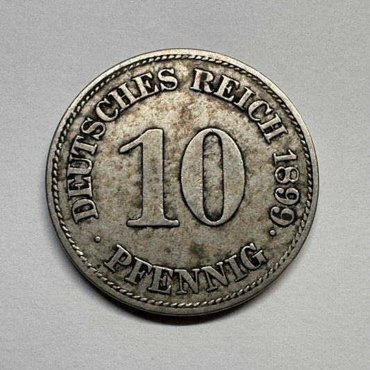 1899 Germany 10 Pfennig - Beautiful Coin - #B-039