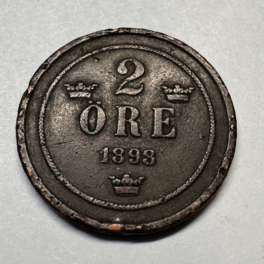 1898 Sweden 2 Ore - Beautiful Coin - #A-014