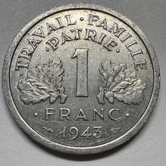 1943 France 1 Franc - Beautiful Coin - #A-077