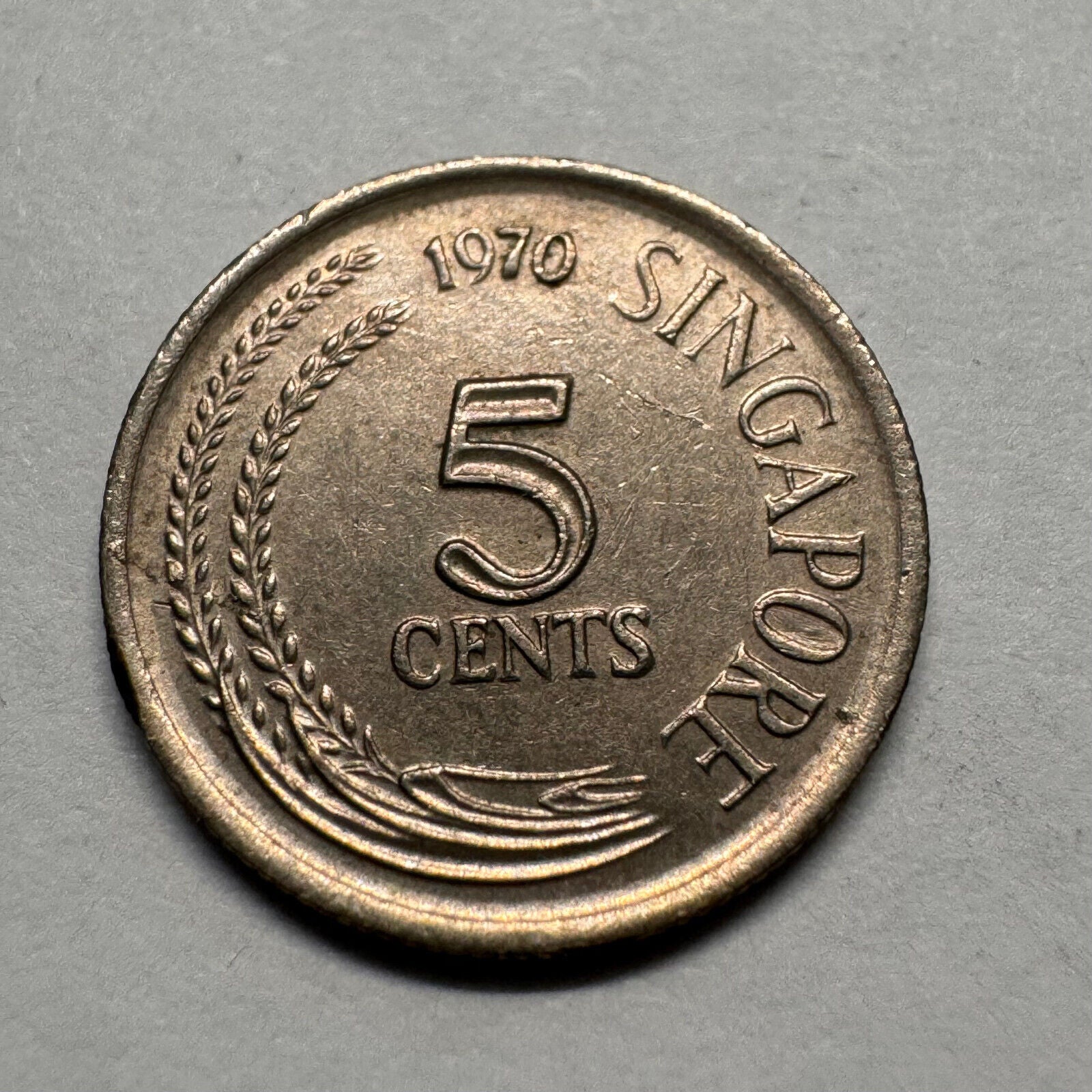 1970 Singapore 5 Cents - Beautiful Coin - #A-012