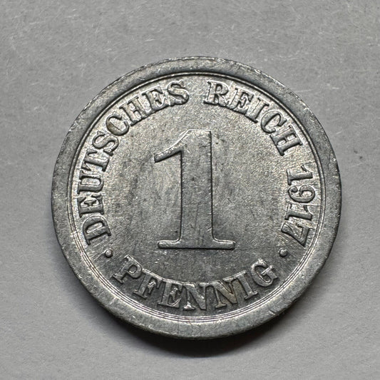1917 Germany 1 Pfennig - Beautiful Coin - #A-100