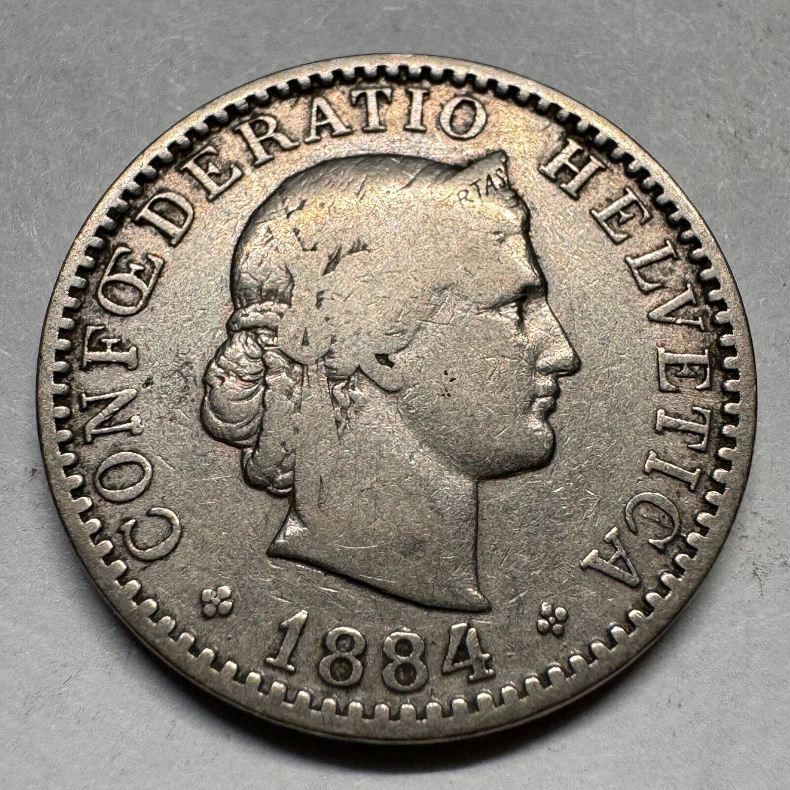 1884 Switzerland 20 Rappen - Beautiful Coin - #A-043