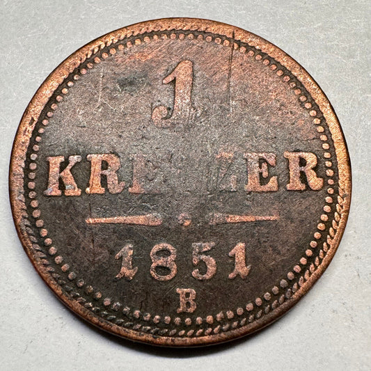 1851 Austria 1 Kreuzer - Beautiful Coin - #A-057
