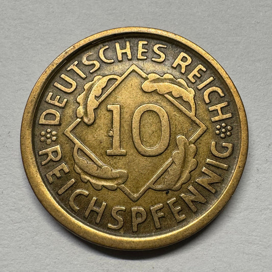 1925 Germany 10 Reichspfennig - Beautiful Coin - #B-057